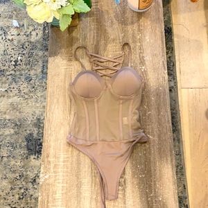 Mauve Sheer corset body suit